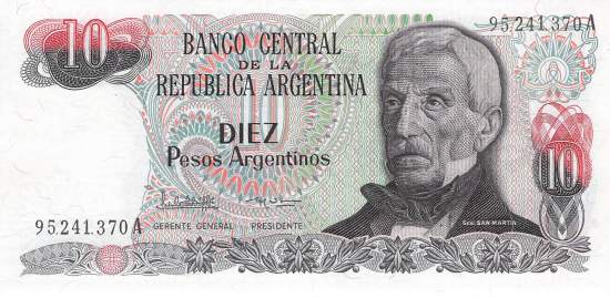 Argentinien p313a-2A 10 Pesos 1983